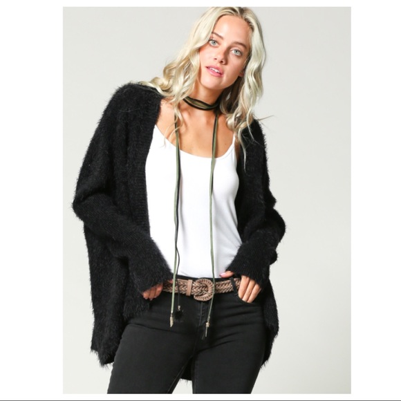 CASSANDRA- Super Fuzzy Open Front Cardigan Sweater - Picture 3 of 3